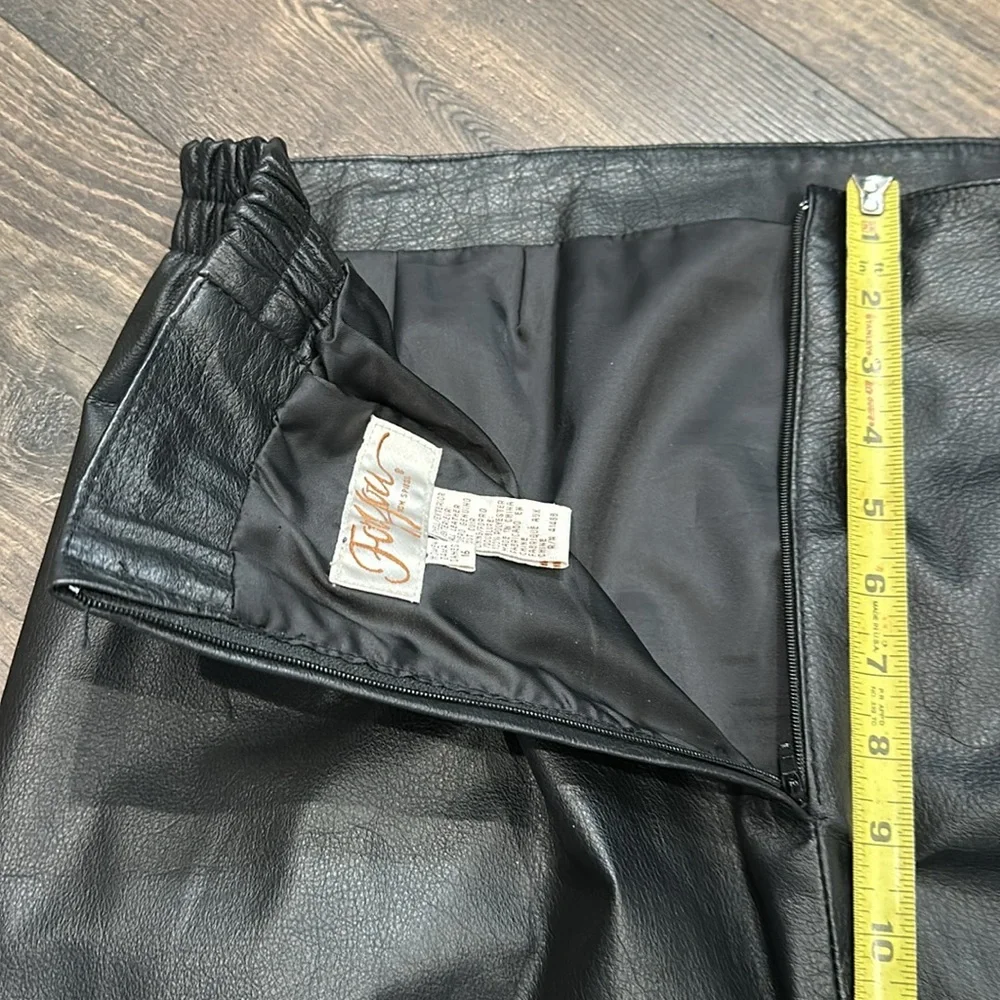 VINTAGE For You From Spiegel Long Black Leather Skirt Size 16 - Picture 6 of 8